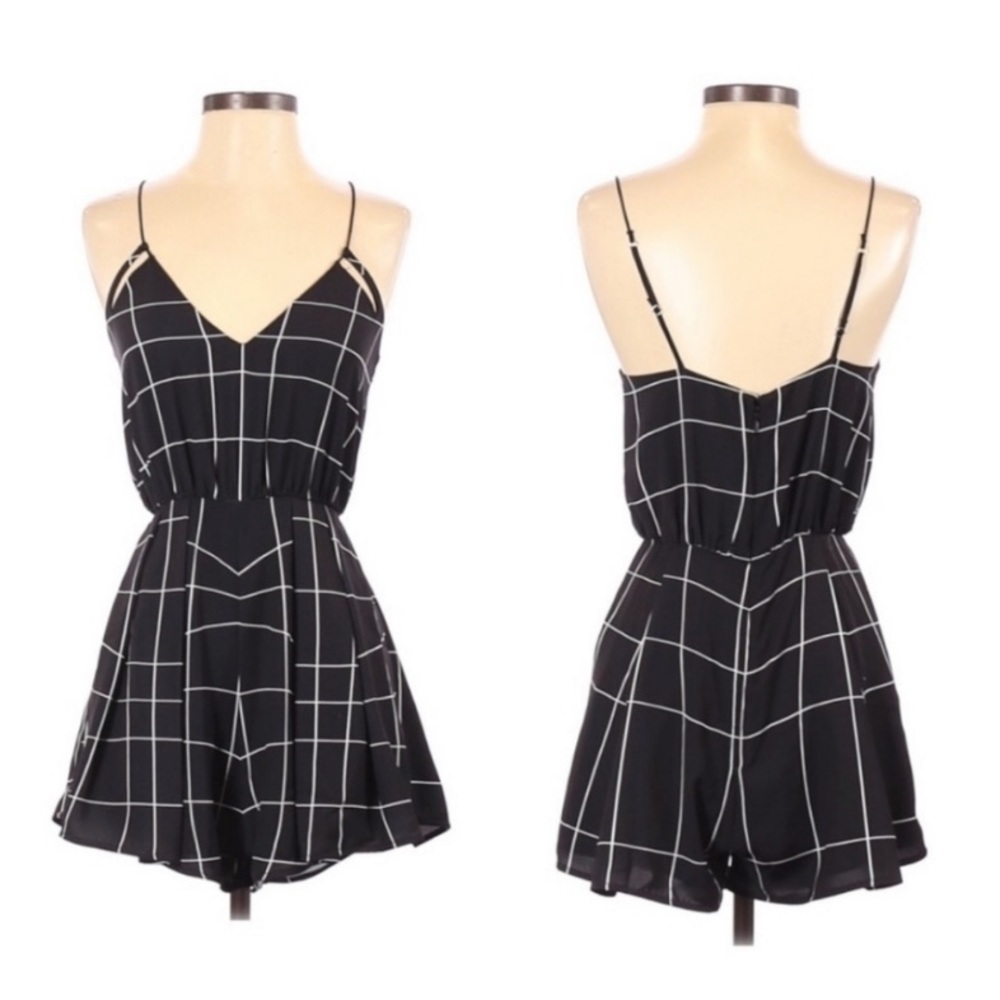Stylestalker Iggy Romper Window Pane Black White
